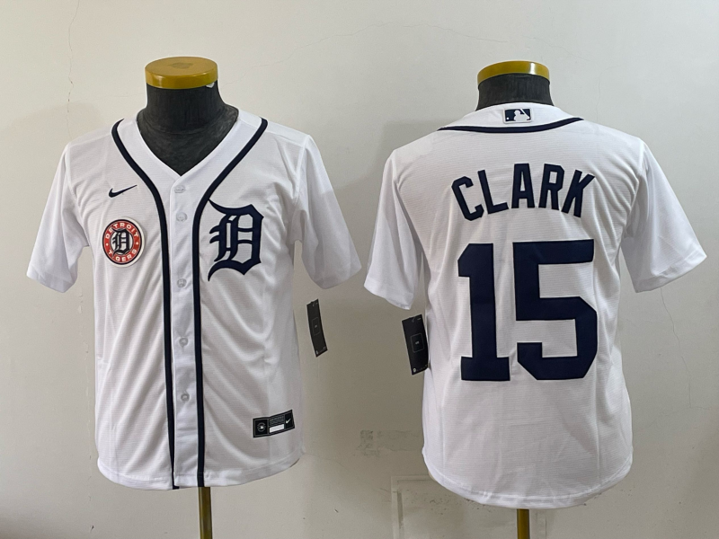 Youth Detroit Tigers #15 Clark white Nike 2026 MLB Jersey 0826003